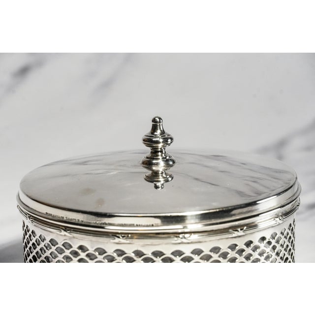 Art Deco Stunning Round Antique Tiffany & Co. Sterling Silver Cut Crystal Jewelry Box Luxury Home Decor For Sale - Image 3 of 15