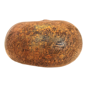 A Traditional Peruvian Storytelling Gourd Depicting Andean Village Life