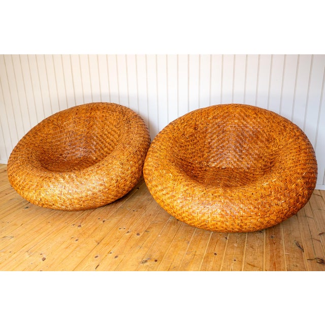Sculptural French Mushroom Lounge Chairs in Rattan, 1970s, Set of 2 For Sale - Image 12 of 18