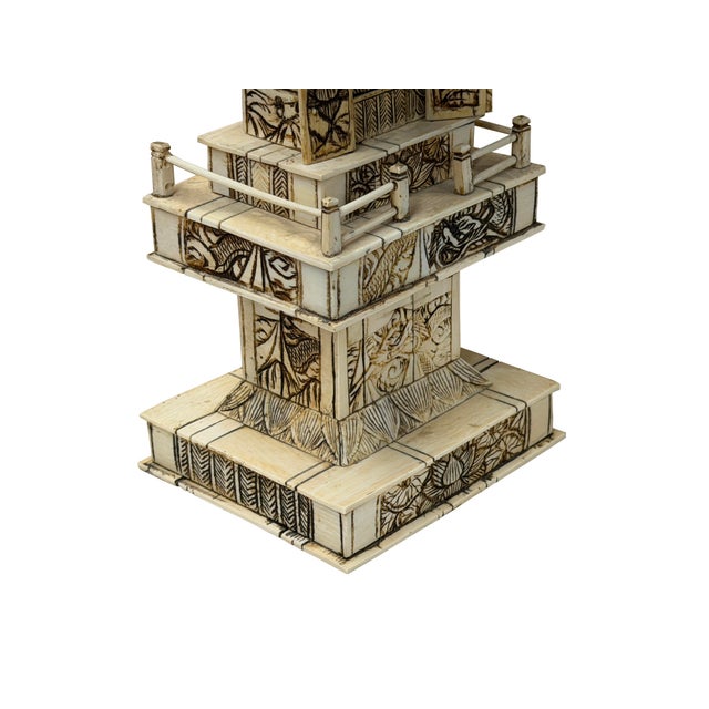 Vintage Oriental Pagoda Shrine Buddha Collectible Display Art Figure For Sale - Image 15 of 16