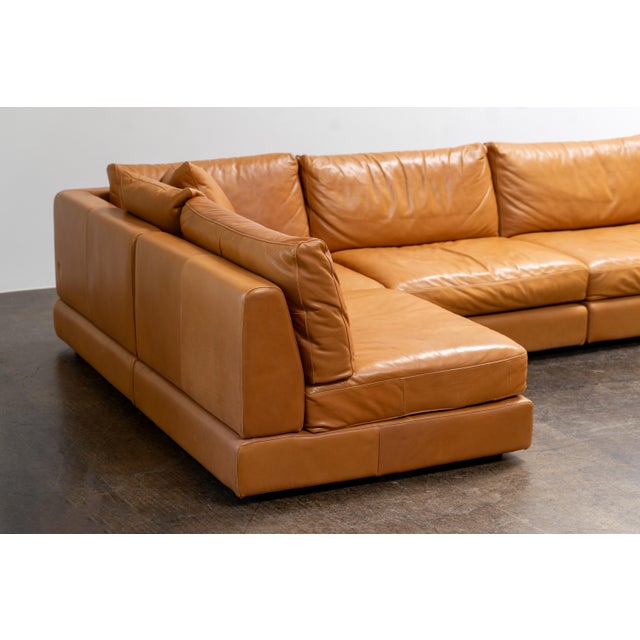 Vintage Corner Sofa in Natuzzi Cognac Leather, Italy, 2004, Set of 5 For Sale - Image 14 of 16