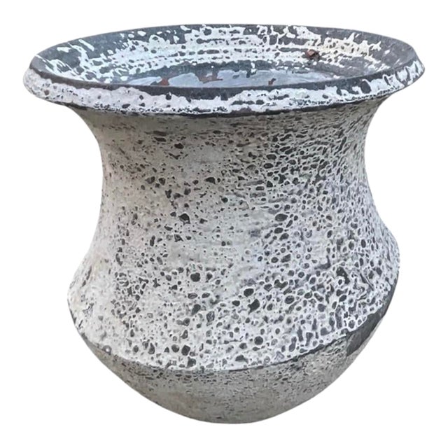 Vintage Faux-Stone Chipped Resin Garden Planter For Sale