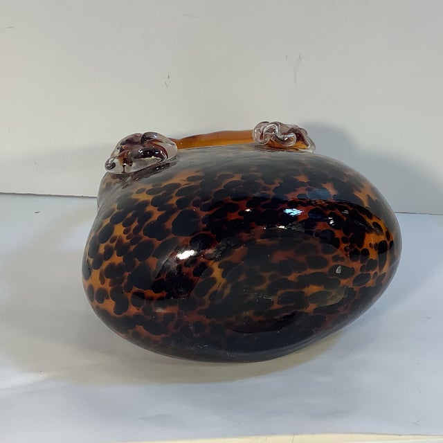 Vintage Italian Murano HandBlown Tortoise Glass Purse Vase. Chairish