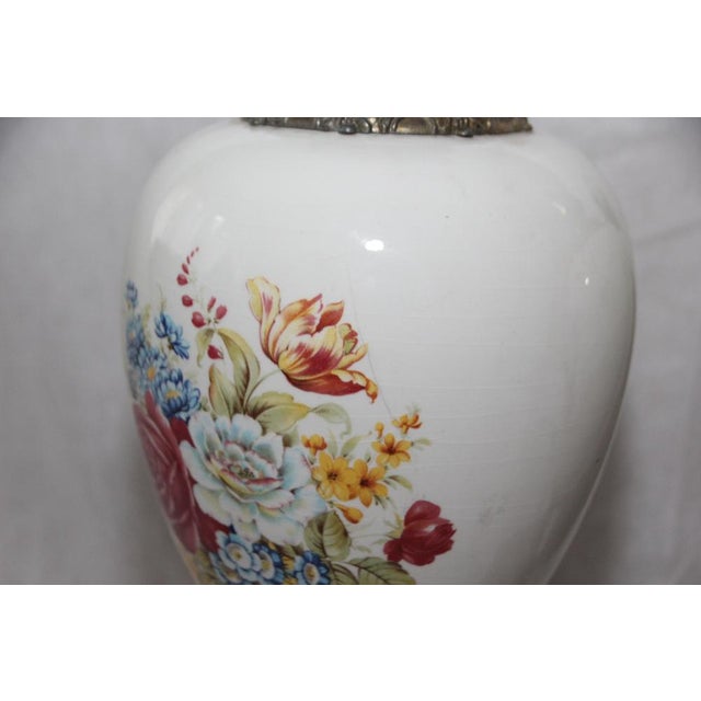 Opaline Frosted Glass Lampshade with Floral Decor Lamps, 1950s, Set of 2 For Sale - Image 18 of 18