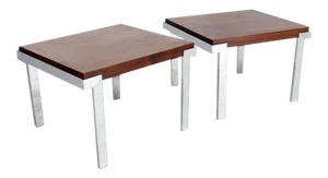 Mid-Century Modern Baughman Rosewood and Chrome End Tables - a Pair