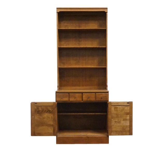 Late 20th Century Ethan Allen Heirloom Nutmeg Maple CRP Custom Room Plan 30" Shutter Door Cabinet W. Bookcase Top 10-4511p / 10-4019 For Sale - Image 5 of 15
