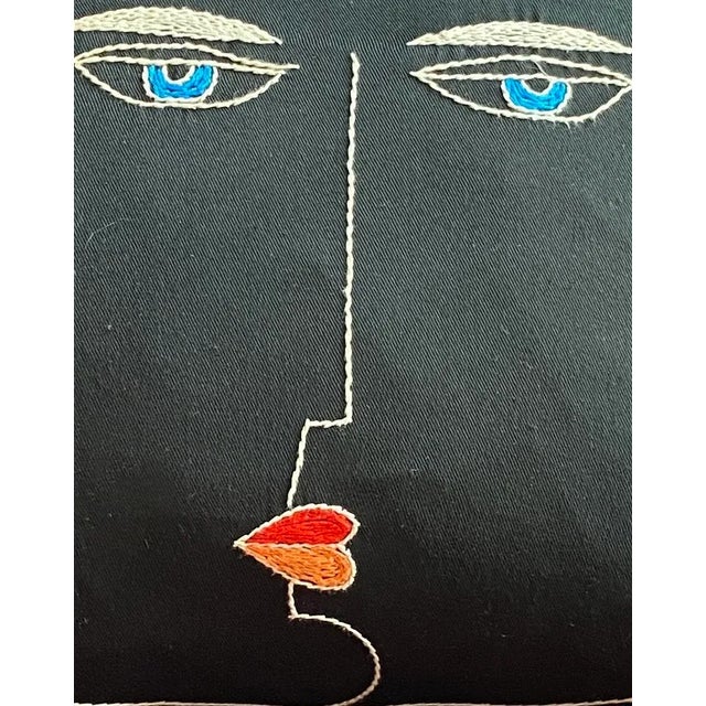 Figurative Newport Layton Home Fashion Cloth & Embroidery Black Face Pillow For Sale - Image 3 of 8