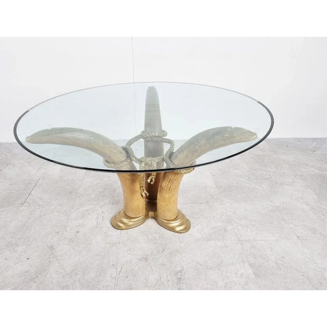 Hollywood Regency Vintage Faux Tusk Center or Side Table, 1970s For Sale - Image 3 of 12