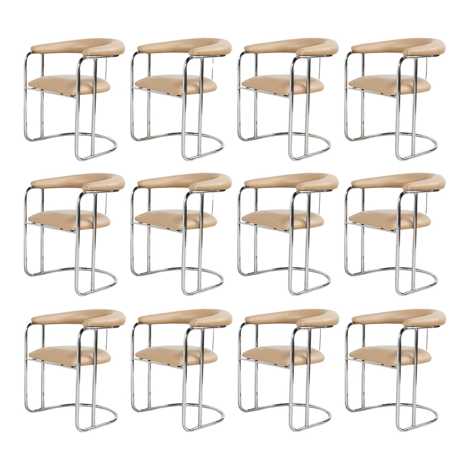 Sleek Chrome Dining Chairs by Anton Lorenz for Thonet - Set of 12