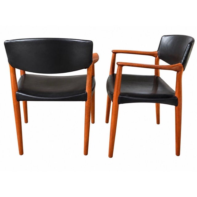 1950s Ejner Larsen & Aksel Bender Madsen Teak Captain Chairs, 1950 For Sale - Image 5 of 7