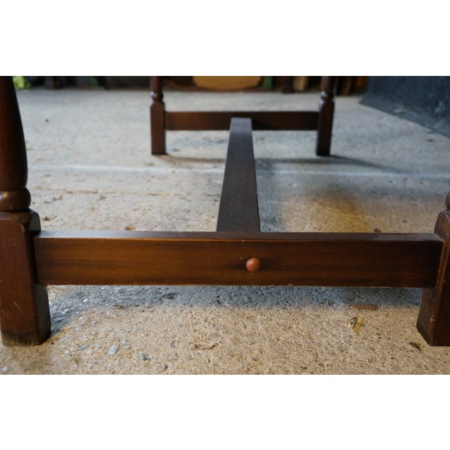 Vintage American Country Farmhouse Mahogany Settee Bench Needlepoint Seat For Sale - Image 17 of 17