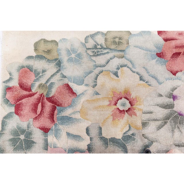 Textile Chinese Art Deco Botanic Rug For Sale - Image 7 of 8