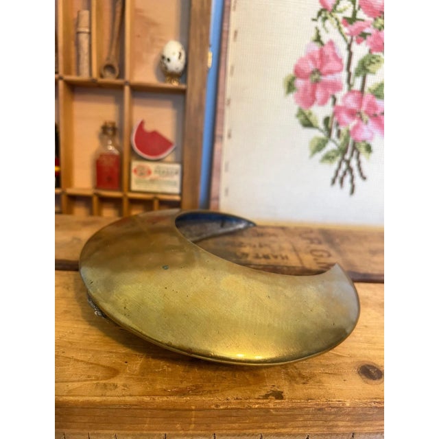 Vintage Mid Century Modern Style Hollow Brass Crescent Moon Hanging Decor For Sale - Image 4 of 8