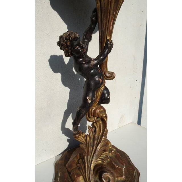 Antique Italian Carved and Gilded Wooden Plant Stand with Putti, 1890s For Sale - Image 13 of 18