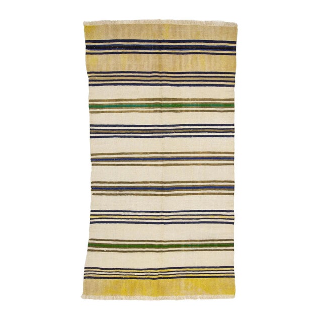 Textile Mid 20th Century Vintage Hemp Kilim Rug-4′8″ × 8′10″ For Sale - Image 7 of 7