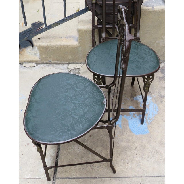 Green Art Nouveau Folding Table & Chairs, 5 Pieces For Sale - Image 8 of 12
