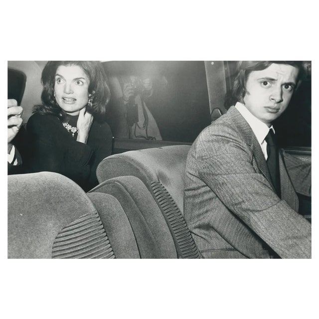 Jackie Kennedy in Car, Paris, France, 1970s, Black & White Photograph For Sale