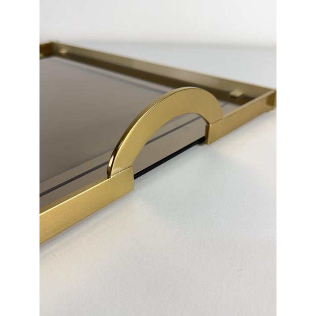 Italian Brass Tray with Smoked Glass Top, 1970s For Sale - Image 4 of 16