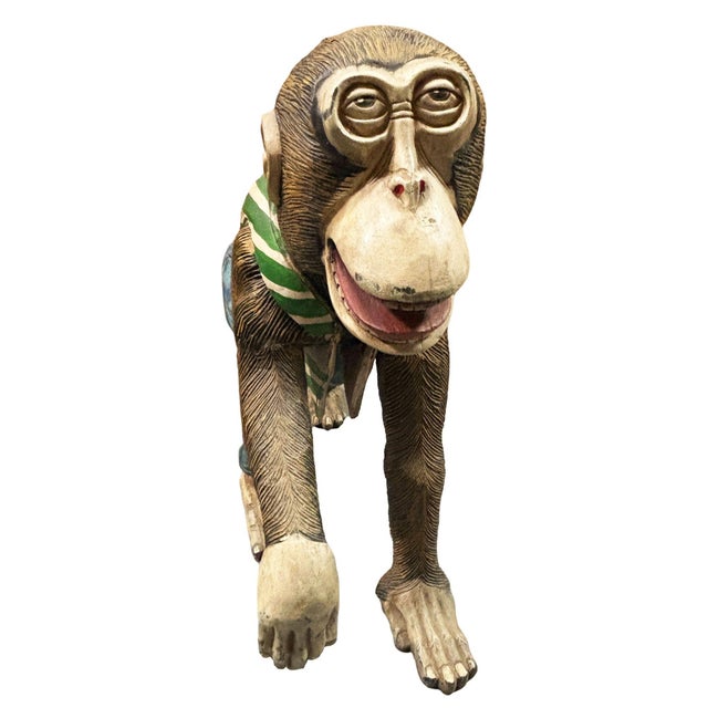 Hand Carved 27" Tall Monkey fashioned after the famous Massachusetts carousel chimpanzee from the middle 20th century. It...