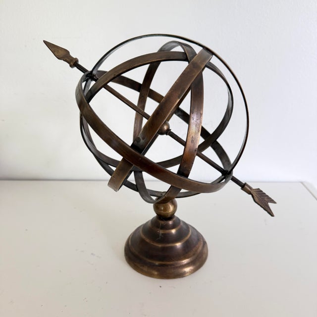 Vintage Brass Armillary Sphere W Arrow Nautical Maritime Astrolabe Globe For Sale In New York - Image 6 of 10