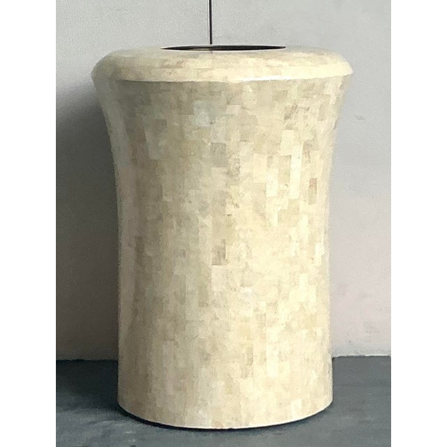 Metal Vintage Boho Maitland Smith Tessellated Stone Planter For Sale - Image 7 of 8