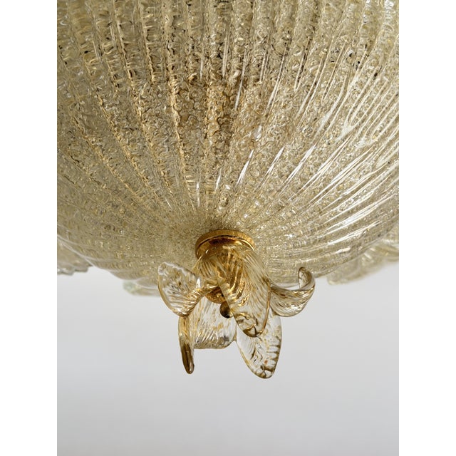 Metal Venetian Murano Glass Hanging Lamp in the style of Barovier & Toso, 1980s For Sale - Image 7 of 13