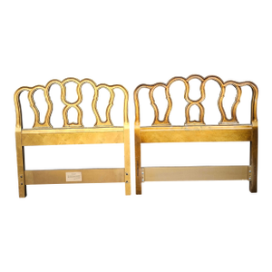 Near Pair Drexel Mid Century Provincial Style Giltwood Twin Size Headboards - Set of 2
