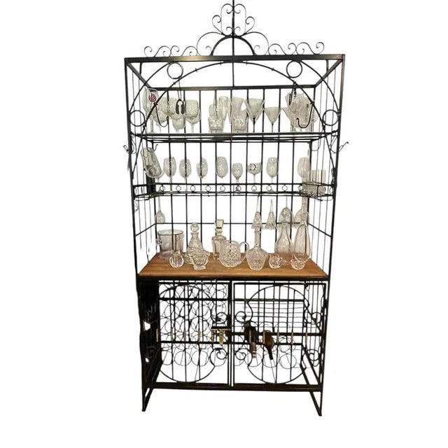 1970sv Large Kitchen Wrought Iron Wine Storage Rack 92" For Sale - Image 9 of 9