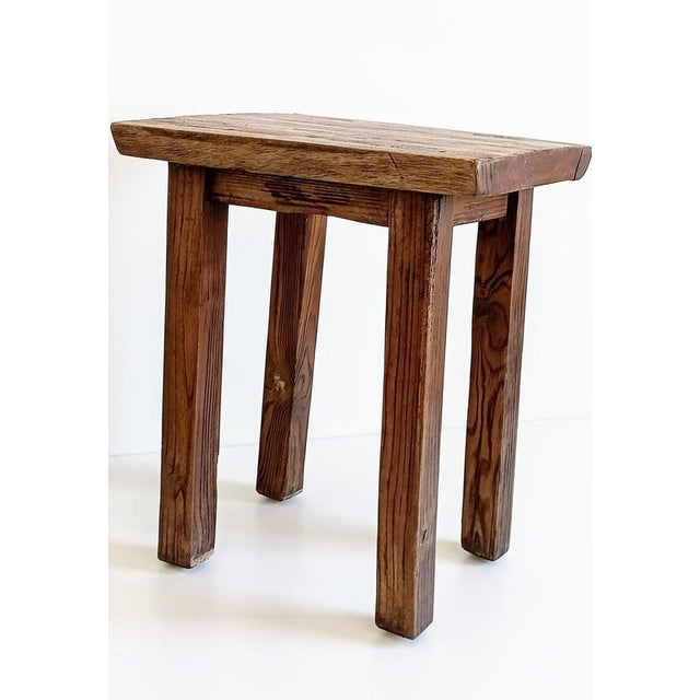 Brown Spanish Colonial Rustic Oak Stool For Sale - Image 8 of 18