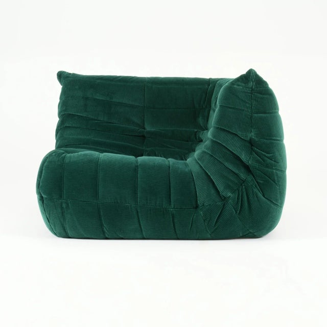 Mid-Century Modern Vintage Ligne Roset Togo 3-Piece Lounge in Emerald Corduroy - Restored For Sale - Image 3 of 18