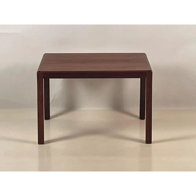 Pair of chic understated polished walnut end /side tables by Brown Saltman.