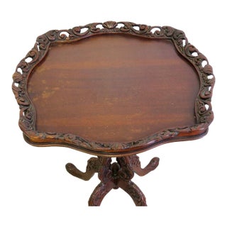 Antique Rococo Revival Carved Mahogany Occasional Table For Sale
