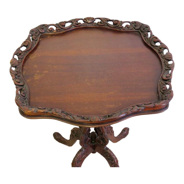 Antique Rococo Revival Carved Mahogany Occasional Table For Sale
