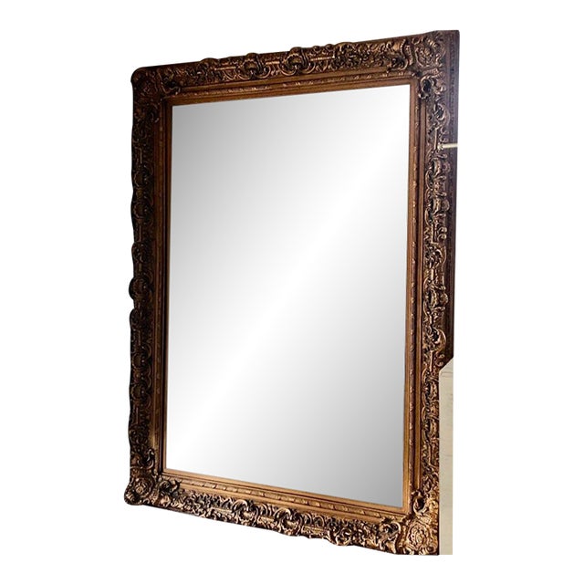 Vintage very large wall mirror with wall hooks on backside for horizontal or vertical hanging This gilt gold mirror is...