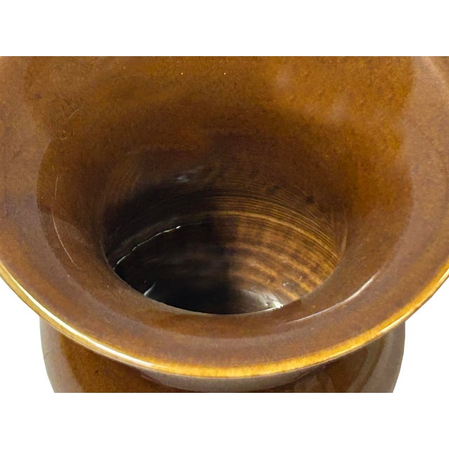 4.5" Chinese Clay Ceramic Coffee Brown Bulbous Shape Vessel Small Vase For Sale In San Francisco - Image 6 of 8