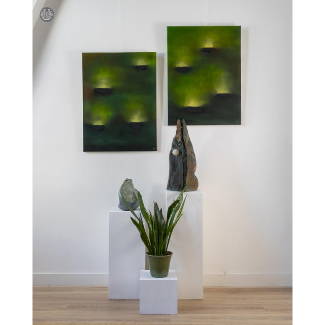 1990s Roland Berger, Gaze in Motion, Green Marble with Alabaster Inlays For Sale - Image 5 of 6