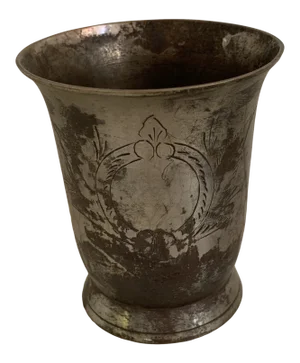 1940s Indian Etched Brass Metal Lassi Cup Vase