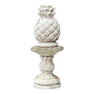 Vintage Cast Concrete Pineapple on Pedestal For Sale