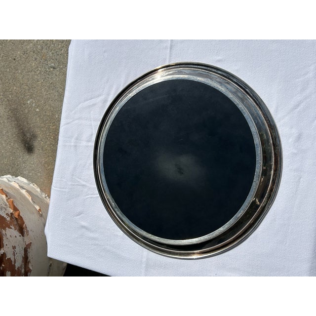 Plastic Vintage Silver Plate Tray With Black Resin Center For Sale - Image 7 of 9