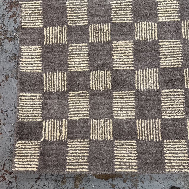 8ft 6in × 11ft 7in Contemporary Checkered Hand Tufted Wool Area Rug For Sale - Image 11 of 12