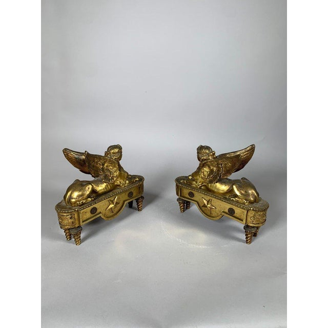 Early 19th Century Pair of andirons with sphinxes from the Directoire period, 18th century, attributed to Thomire For Sale - Image 5 of 9