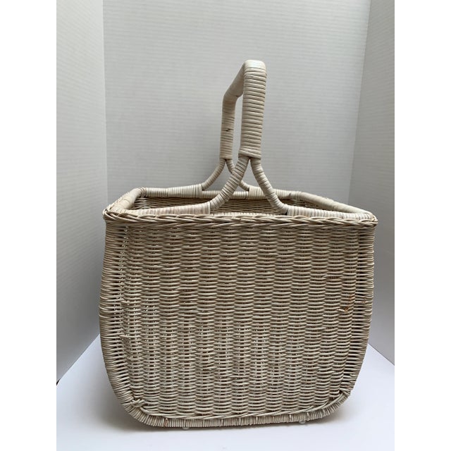 Off-white Large Rustic Vintage Storage Decor Basket For Sale - Image 8 of 9