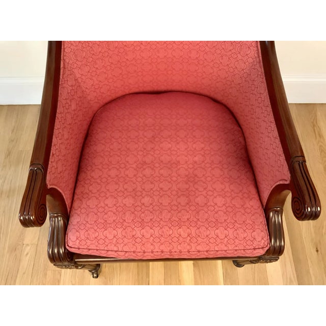 Traditional Vintage Regency Style Upholstered Armchair For Sale - Image 3 of 12