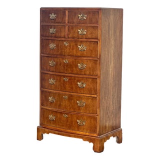 Henredon Georgian Bow-Front Mahogany Highboy Chest For Sale