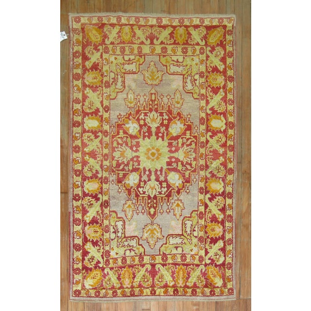 Early 20th Century Antique Zabihi Collection Turkish Oushak Rug with Lime Green Accents - 3'10" x 6'1" For Sale - Image 5 of 12