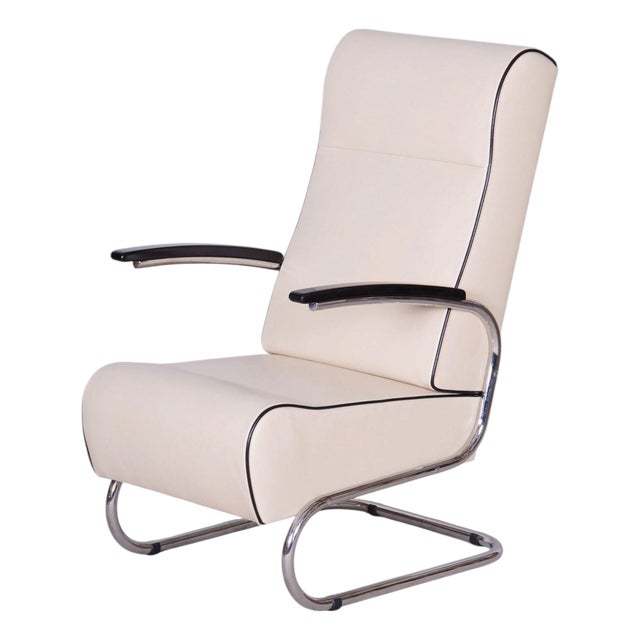 Bauhaus FN24 Armchair in Chrome and Leather attributed to Mücke-Melder, Czech, 1930s For Sale