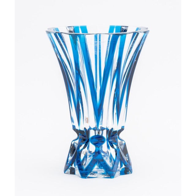 St. Louis Crystal St. Louis Blue Cut Crystal Vase For Sale - Image 4 of 8
