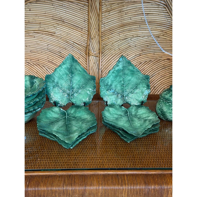 Italian Vietri Foglia Fresca Majolica Leaf Bread or Side Plates-Set of 8 For Sale - Image 12 of 12