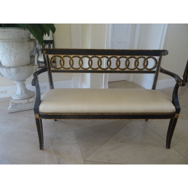 An outstanding Regency Style settee perfect for an entry hall, in front of a bed in a bedroom or in an upstairs landing in...