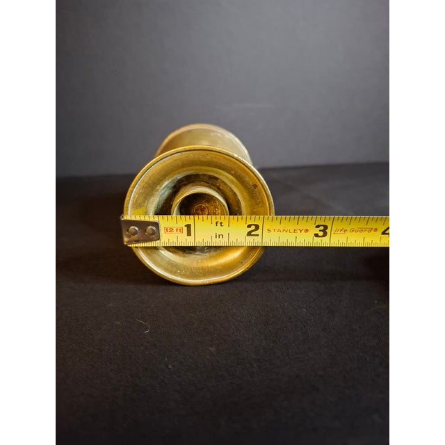 Antique 1840s Spun Brass Standalone Lard / Burning Fluid Lamp Flat Wick Burner For Sale - Image 14 of 16